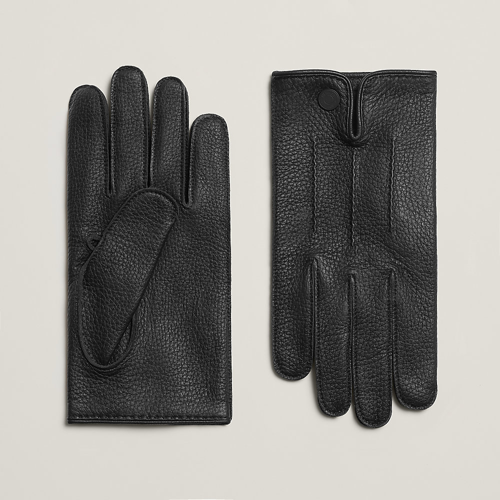 （HERMES）Filipa gloves Hermes Black Opera Gloves Lambskin Leather Size 7 | Mightychic